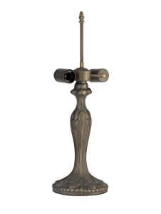 Pizzaly 56cm Curved Tiffany Table Lamp (FRAME ONLY), 2 x E27, Aged Antique Brass