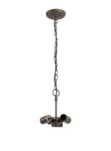 Pizzaly 17cm Tiffany Suspension Kit, 3 x E27, Aged Antique Brass