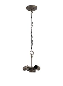 Pizzaly 17cm Tiffany Suspension (FRAME ONLY), 3 x E27, Aged Antique Brass