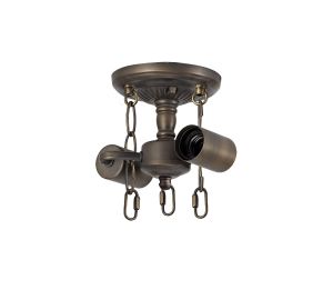 Pizzaly Tiffany Semi Flush Kit, 2 x E27, Aged Antique Brass