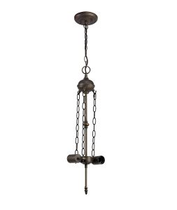 Pizzaly 17cm Uplighter Tiffany Suspension Kit, 2 x E27, Aged Antique Brass