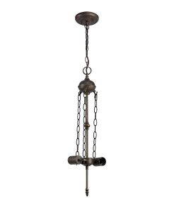 Pizzaly 17cm Uplighter Tiffany Suspension (FRAME ONLY), 2 x E27, Aged Antique Brass