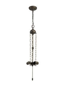Pizzaly 17cm Uplighter Tiffany Suspension Kit, 3 x E27, Aged Antique Brass