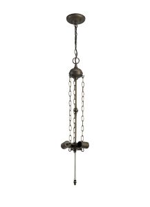 Pizzaly 17cm Uplighter Tiffany Suspension (FRAME ONLY), 3 x E27, Aged Antique Brass