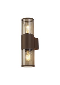 Pizzasy Wall Lamp 2 x E27, IP54, Matt Brown/Smoked, 2yrs Warranty