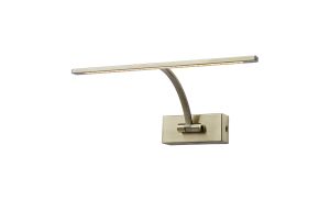 Polenta 34cm 1 Arm Wall Light/Picture Light, 1 x 6W LED, 3000K, 470lm, Antique Brass, 3yrs Warranty