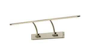 Polenta 76cm 2 Arm Wall Light/Picture Light, 1 x 14W LED, 3000K, 1070lm, Antique Brass, 3yrs Warranty