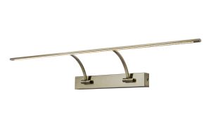 Polenta 90cm 2 Arm Wall Light/Picture Light, 1 x 16W LED, 3000K, 1200lm, Antique Brass, 3yrs Warranty