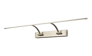 Polenta Large 2 Arm Wall Lamp/Picture Light, 1 x 16W LED, 3000K, 1200lm, Satin Nickel, 3yrs Warranty