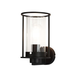 Porchetta Wall Light, 1 Light E27, Black/Clear Glass