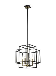 Aevita Multi Height Pendant, 4 x E14, Black / Gold