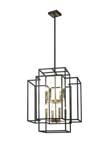 Aevita Multi Height Pendant, 8 x E14, Black / Gold