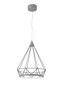 Radoroot 35cm Large Diamond Pendant, 1 x 10W LED, 3700K, Matt Grey, 3yrs Warranty