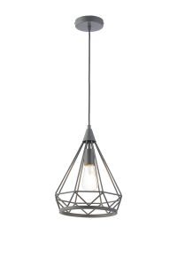 Radoroot 28cm Small Diamond Pendant, 1 x E27, Matt Grey