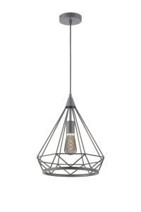 Radoroot 35cm Large Diamond Pendant, 1 x E27, Matt Grey
