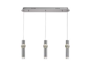 Ribollita 3 Light Linear Pendant, 3 x 5W LED, 3000K, 304lm, Polished Chrome, 3yrs Warranty