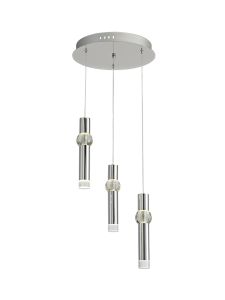 Ribollita 33cm 3 Light Round Pendant, 3 x 5W LED, 3000K, 268lm, Polished Chrome, 3yrs Warranty