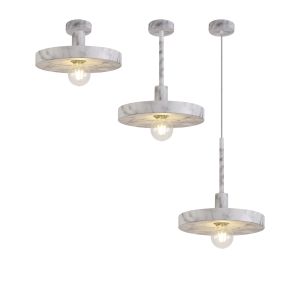 Rigatone Single Pendant, 1 Light Adjustable E27, Marble Effect