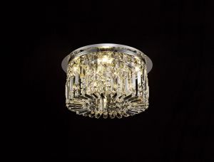 Roison 45cm Round Flush Chandelier, 5 Light E14, Polished Chrome/Crystal