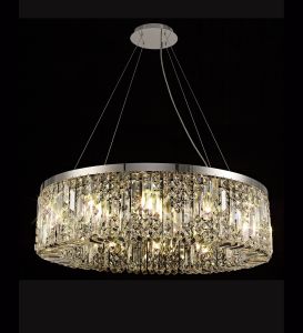 Roison 80cm Round Pendant Chandelier, 12 Light E14, Polished Chrome/Crystal Item Weight: 16.8kg