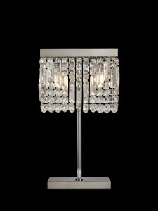Roison 30x10cm Rectangular Crystal Table Lamp, 2 Light E14, Polished Chrome With Clear Crystal Strands