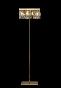 Roison 50x15cm Rectangular Floor Lamp, 4 Light E14, Gold / Crystal