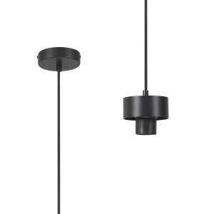 Konos 10cm Suspension (FRAME ONLY), 1 x E27, Matt Black / Black Fabric