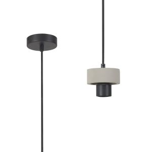 Konos 10cm Suspension (FRAME ONLY), 1 x E27, Matt Black / Concrete / Black Fabric