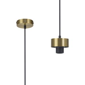 Konos 10cm Suspension (FRAME ONLY), 1 x E27, Brass / Black Fabric