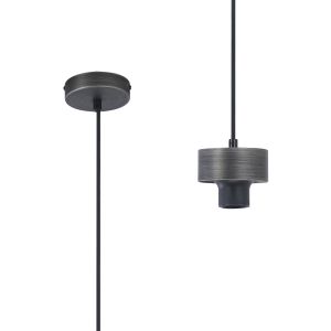 Konos 10cm Suspension (FRAME ONLY), 1 x E27, Aged Pewter / Black Fabric