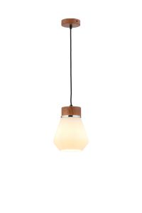 Konos 18cm 1 Light Pendant E27, Withe Opal Glass Walnut / Opal / Matt Black / Black Fabric