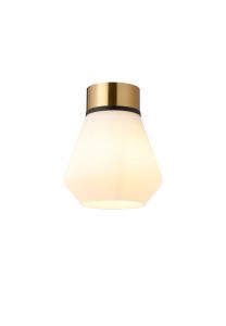 Konos 18cm 1 Light Ceiling E27, Withe Opal Glass Brass / Opal