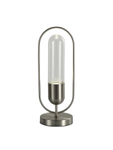 Saison Table Lamp, 1 x 7W LED, 4000K, 790lm, Satin Nickel/Clear, 3yrs Warranty