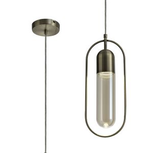 Saison Pendant, 1 x 7W LED, 4000K, 790lm, Antique Brass/Amber, 3yrs Warranty