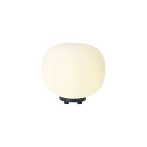 Horus Small Oval Ball Table Lamp 1 Light E27 Matt Black Base With Frosted White Glass Globe