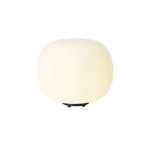 Horus Medium Oval Ball Table Lamp 1 Light E27 Matt Black Base With Frosted White Glass Globe
