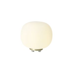 Horus Small Oval Ball Table Lamp 1 Light E27 Satin Gold Base With Frosted White Glass Globe