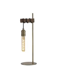 Sciroppo Table Lamp, 1 x E27, Medium Oak/Antique Brass