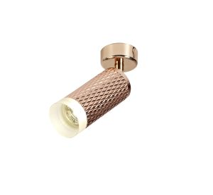Seaford Adjustable 1 Light Surface Mounted Ceiling/Wall Spot Light GU10, Rose Gold/Acrylic Ring