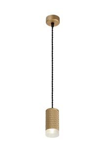 Seaford 1 Light 11cm Pendant Light GU10, Champagne Gold/Acrylic Ring