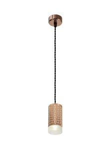 Seaford 1 Light 11cm Pendant Light GU10, Rose Gold/Acrylic Ring