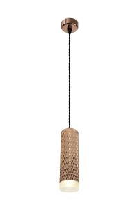 Seaford 1 Light 20cm Pendant Light GU10, Rose Gold/Acrylic Ring