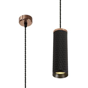 Seaford 1 Light 20cm Pendant Light GU10, Rose Gold/Sand Black