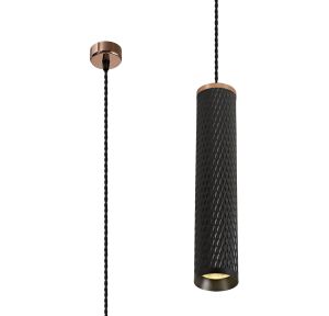 Seafood 6.5cm 1 Light 30cm Pendant Light GU10, Rose Gold/Sand Black