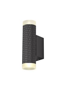 Seaford 2 Light Wall Lamp GU10, Sand Black/Acrylic Rings