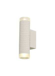 Seaford 2 Light Wall Lamp GU10, Sand White/Acrylic Rings