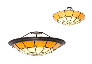 Seekingon Tiffany 35cm Non-Electric Uplighter Shade, Cream/Beige/Clear Crystal Centre/Aged Antique Brass Trim