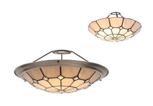 Seekingon Tiffany 35cm Non-electric Uplighter Shade, Cream/Grey/Crystal Centre/Satin Nickel Brass Trim