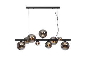 Monza Linear Pendant, 9 x G9, Satin Black, Chrome Plated Glass