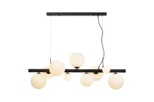Monza Linear Pendant, 9 x G9, Satin Black, Opal Glass